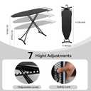 Ironing Board, Metal Mesh Panel Folding Iron Board with Retractable Iron Rest, Height Adjustable Iron Table with 4 Layered Cover & Pad, Heavy Duty & Large, 43"x13" Black