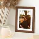 FLYJOE 5x7 Oak Wood Picture Frame with Mat for 4x6, 5 by 7 USA-Sourced Natural Solid Wooden Photo Frame for Wall & Tabletop Display, Shatterproof Plexiglass, 1 Pack, Walnut Color