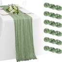 6 Pack Sage Green Cheesecloth Table Runner 23x120 inch Rustic Boho Gauze Table Runner 10 FT Long Sheer Cheese Cloth Fabric Table Runners for Romantic Wedding Bridal Shower Birthday Party Decor