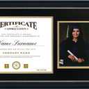 GraduatePro Picture Frame - Black Frame with Gold Rim, 11x22 inches, Document/Certificate & 5x7 Photo, Double Mat, Real Glass, Tassel Holder, Vintage Collection