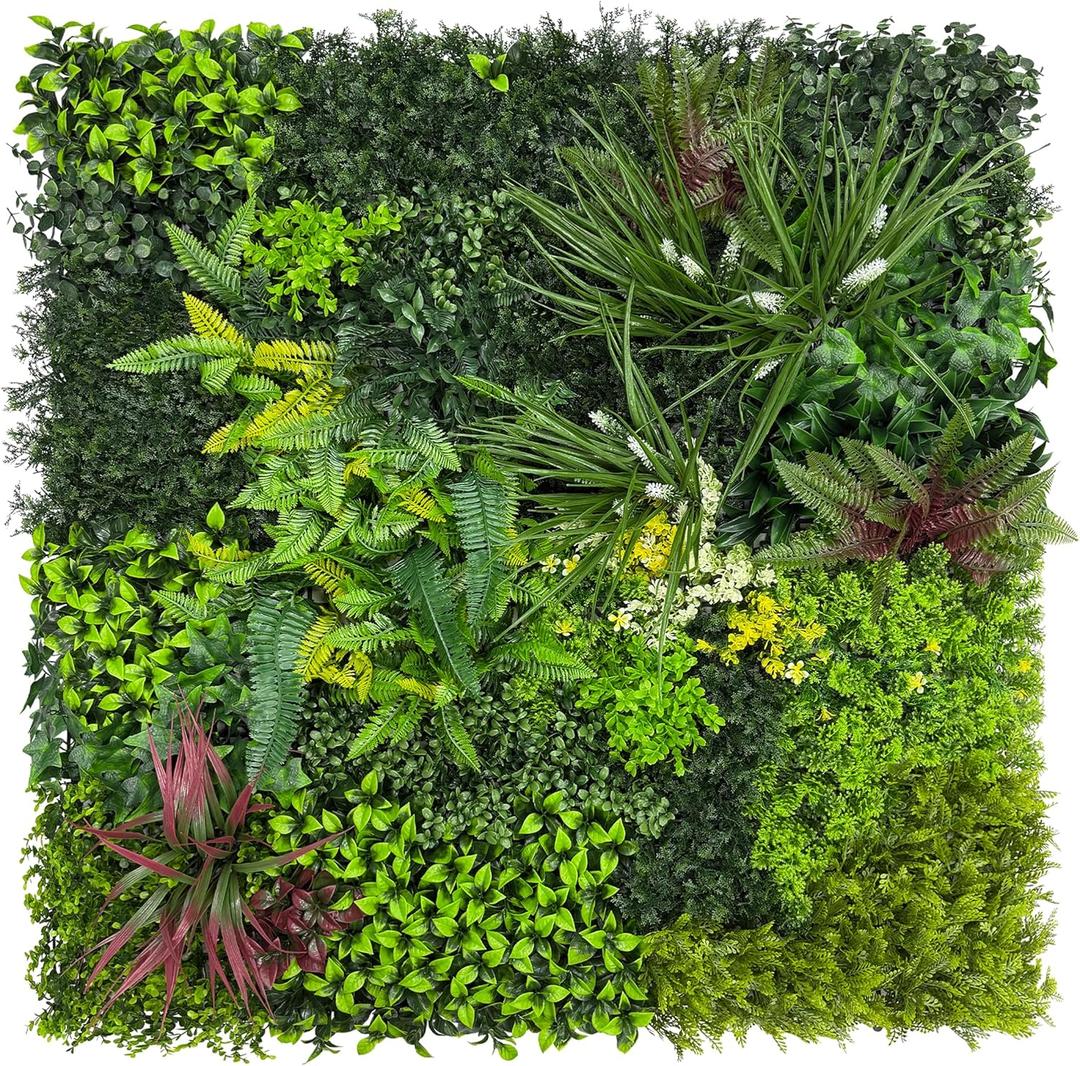 Artificial Grass Wall Boxwood Plant Panel: 20"x20"(8P) UV Resistant Green Leaves Faux for Interior Wall Backdrop, Fake Hedge Decoration Covering, Fence Privacy for Indoor Outdoor, Party Decor