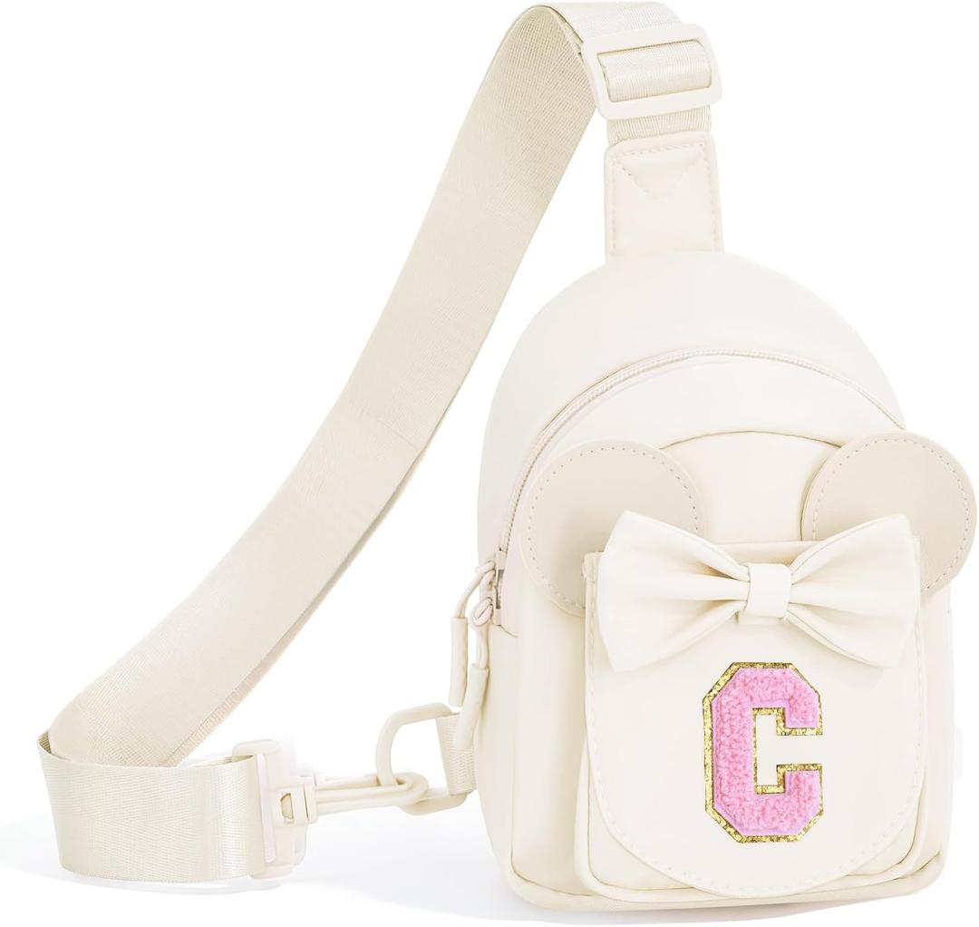 Uygafly Gifts for Girls Kids Toddler,Initial Crossbody Bag Purse Cream,C