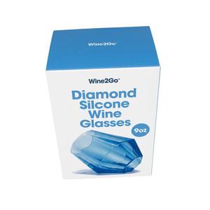 Wine2Go Diamond Silicone Glasses 9oz,Pack of 2