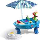 Step2 Fiesta Cruise Sand & Water Table with Umbrella, Kids Activity Sensory Playset, Summer Outdoor Toys, 10 Piece Water Toy Accessories, for Toddlers 2+ Years Old (Multicolor)