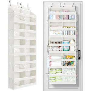 Yecaye 5-Tier Over The Door Organizer Dual-Column, 80lbs Load Extra Large Over the Door Storage of 10 Compartments, Heavy Duty Door Organizer Hanging for Dorm Bathroom Pantry, Cream White, 1 Pack