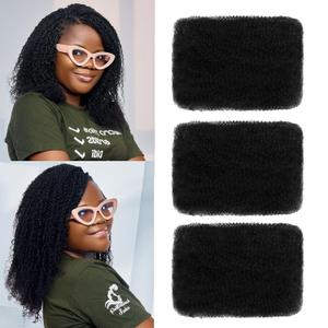 Afro Kinky Curly Human Hair Bulk 10 Inch 120g Nature Black Afro Kinkys Bulk Human Hair for Braiding Twist Braids, Dreadlock Extensions, Micro Loc or Repair Locs