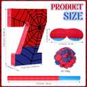 Simgoing Number 7 Spider Web Piñata Bundle with Blindfold Small Piñata for Kids Birthday Party Decoration Mexican Fiesta Cinco De Mayo Anniversary Celebration Gift, 15.75 x 11 x 2.8 In (Red Blue)