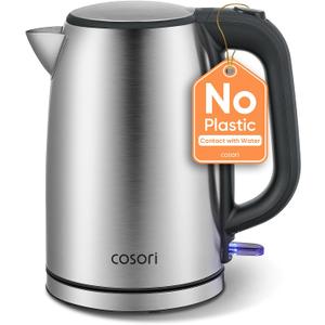 COSORI Electric Kettle, PlasticFree Interior, 2 Lid Opening Angles, Easy to Clean, Automatic Shut Off & BoilDry Protection, Stainless Steel Tea Kettle, Hot Water Boiler & Heater, 1.7L, 1500W