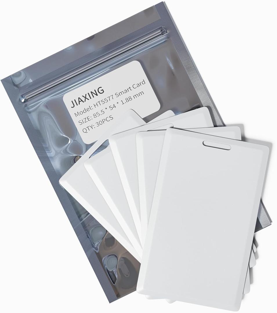 30pcs T5577 Thick Smart Cards, Contactless 125khz RFID Rewritable Proximity Clamshell Weigand Prox Card, Compatible with 1386 1326 H10301 Format Readers and Keyless Entry Access Control Systems