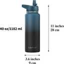 CIVAGO 40 oz Insulated Water Bottle With Straw, Stainless Steel Sports Water Cup Flask with 3 Lids (Straw, Spout and Handle Lid), Double Walled Travel Thermal Canteen Mug, Deep Orange