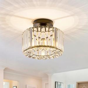 BUXVRCS Crystal Ceiling Light Fixture - Semi Flush Mount Ceiling Light Modern Chandelier Hallway Light Fixtures Ceiling Flush Mount Light Fixtures for Kitchen Bedroom Bathroom Entryway (Black)