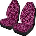 UNICEU Chic Pink Leopard Animal Print Fashion Car Seat Covers for Women,Universal Auto Bucket Front Seat Protectors for Cars,SUV,Truck