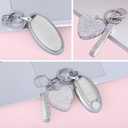 Meruns Compatiable with Nissan 5 Buttons key fob cover with Diamond Bling Keychain, Car Accessories Keys Shell TPU for Altima Sentra Rogue Pathfinder Murano Armada Maxima Versa Smart Key,Silver Clear