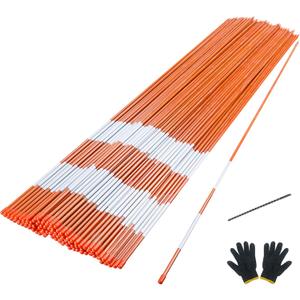 Sunnyglade 100PCS 48 Inch Driveway Marker 5/16 Inch Dia Reflective Driveway Poles Fiberglass Snow Stakes with Reflective Tape for Easy Visibility at Night