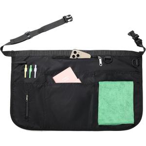 Server Apron, Waitress Aprons with Buckle, Waist Apron with 7 Pockets (Black)