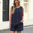 LOMON Womens Two Piece Short Sets with Pockets, S