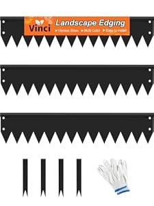 Vinci Landscape Edging Border, 40" L x 8" H 3Pack 10FT Total Black Galvanized Steel Garden Edging with Spikes, Sturdy Elegant Metal Lawn Broder for Flower Beds, Pathways, Paver Edges and Yard