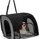 K&H Pet Products Enclosed Dog Car Seat, Travel Safety Carrier for Pets, Dog Travel Car Seat, Soft-Sided Covered Cat Carrier, Washable Pad, Multiple Entrances, Mesh Windows - Medium 24 X 19 X 17in Gray