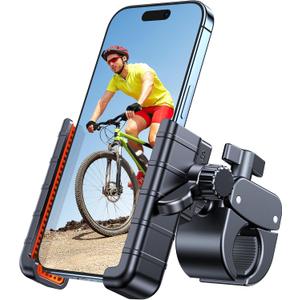 Coolpow Bike Phone Holder for BikeCamera Friendly Ultra Stable Motorcycle Phone Mount1s Lock Bike Cell Phone Holder Clamp for iPhone 17 Pro Max 16 15 14, All 4.7-7" Smartphones