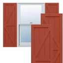 18"W x 36"H True Fit PVC Two Equal Panel Farmhouse Fixed Mount Shutters w/Z-Bar, Unfinished (Per Pair - Hardware Not Included)