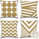OTOSTAR Outdoor Waterproof Throw Pillow Covers Set of 4 Decorative Outdoor Pillow Covers Garden Modern Geometric Pillow Cases for Patio Furniture Couch Ten Bench 16x16 Inch (Khaki)