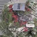 24 Inch Christmas Wreath, Xmas Wreath for Front Door with Hanger, Farmhouse Rattan Base Christmas Decor with Red Berry Pine Cone Spruce, Artificial Wreath Christmas Decorations for Indoor Outdoor Use