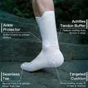 Mens Bamboo Viscose Crew Compression Running Socks Athletic Hiking Cushioned Wicking Anti-Blister Seamless (M)