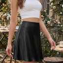 ALCEA ROSEA Women's Elegant Silky Satin Mini Skirt High Waist Short Skirt Leopard Print Mini A Line Skirts for Women
