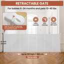Upgrade Retractable Baby Gates Extra Wide(150" W x 42" H), 150 inch Reinforced Retractable Dog Gate to Prevent Crawling Through, Retractable Gate Outdoor/Indoor, Real One-Handed Operation, White