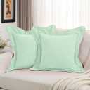 FUTEI Pack of 2 Chenille Throw Pillow Covers 20x20 Inch, Aqua