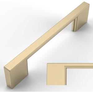 Amerdeco 10 Pack Brushed Brass Cabinet Pulls 3-3/4 Inch(96MM) Hole Centers Kitchen Cabinet Handles Cabinet Hardware Kitchen Handles for Cabinets Cupboard Handles Drawer Pulls ZH0006-2008