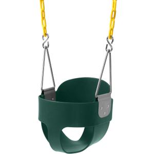 High Back Full Bucket Toddler Swing Seat with Yellow Coated Chains Fully Assembled Baby Swing Set Accessories (Green)