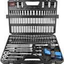 BOEN 225PCS Mechanic Tool Set, 1/4" & 3/8" & 1/2" Drive Socket Wrench Set, Metric and Standard Full Socket Set, with 90-Tooth Ratchet, Auto and Bike Repair with Heavy Duty Case