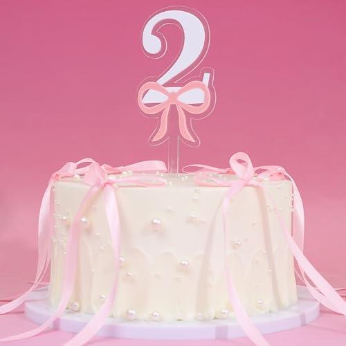 Pink Bow 1st Birthday Cake Topper-Pink Bow One Birthday Decorations (2)
