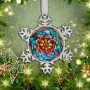 XUTAI Abstract Flower Snowflakes Christmas Ornaments Snowflake Ornament Christmas Tree Ornaments Christmas Metal Glass Holidays Hanging Ornaments Decor