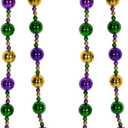 Beistle 2 Piece 38" Plastic Jumbo Mardi Gras Beads, Parade Necklaces, New Orleans Theme Party Favors