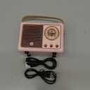 Baolira Retro Bluetooth Speaker, Portable Wireless Speaker with Crystal Clear Stereo Sound Rich Bass, Best Birthday Gifts Ideas for Women Teenage (Pink)