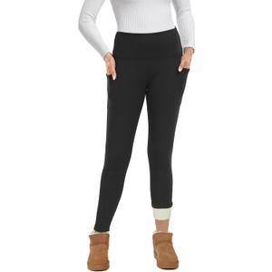GAYHAY Fleece Lined Leggings for Women  Thick Winter Warm Thermal High Waisted Tummy Control Workout Yoga Pants (Medium, Pkt-black)