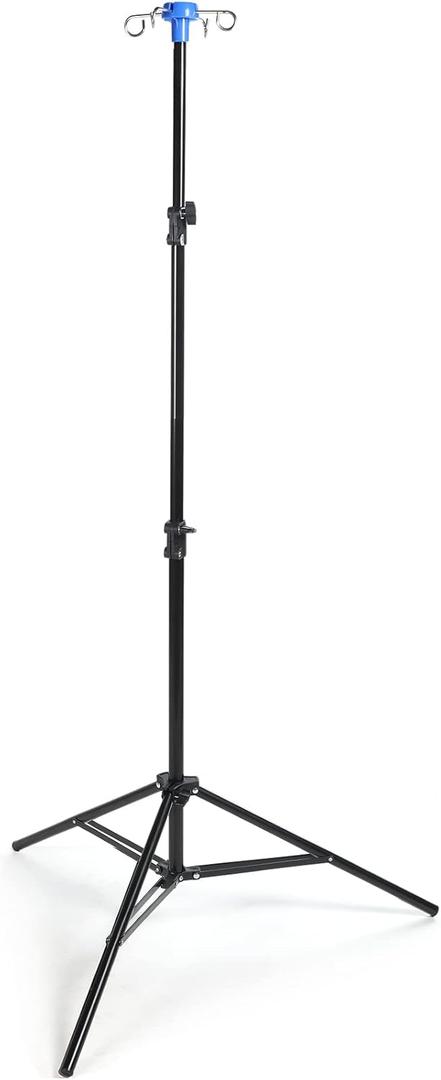 Ferraycle Portable Collapsible IV Pole Stand, 4 Hook IV Portable Pole Stand for Hospital, Clinic, Wheelchairs, Beds, Home Care (3 Legs)