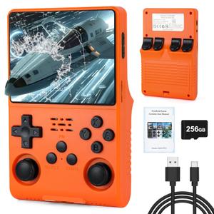 30000 in 1 Retro Handheld Game Console, 3.5 inch IPS Screen, More Than 20 Emulator, 256G TF Card (Orange)