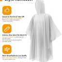 Hitituto Rain Ponchos Family Pack – Disposable Poncho for Kids&Adults with Drawstring Hood, Waterproof, Lightweight & Breathable, Clear & Assorted Colors – Emergency Raincoat for Travel, Theme Parks