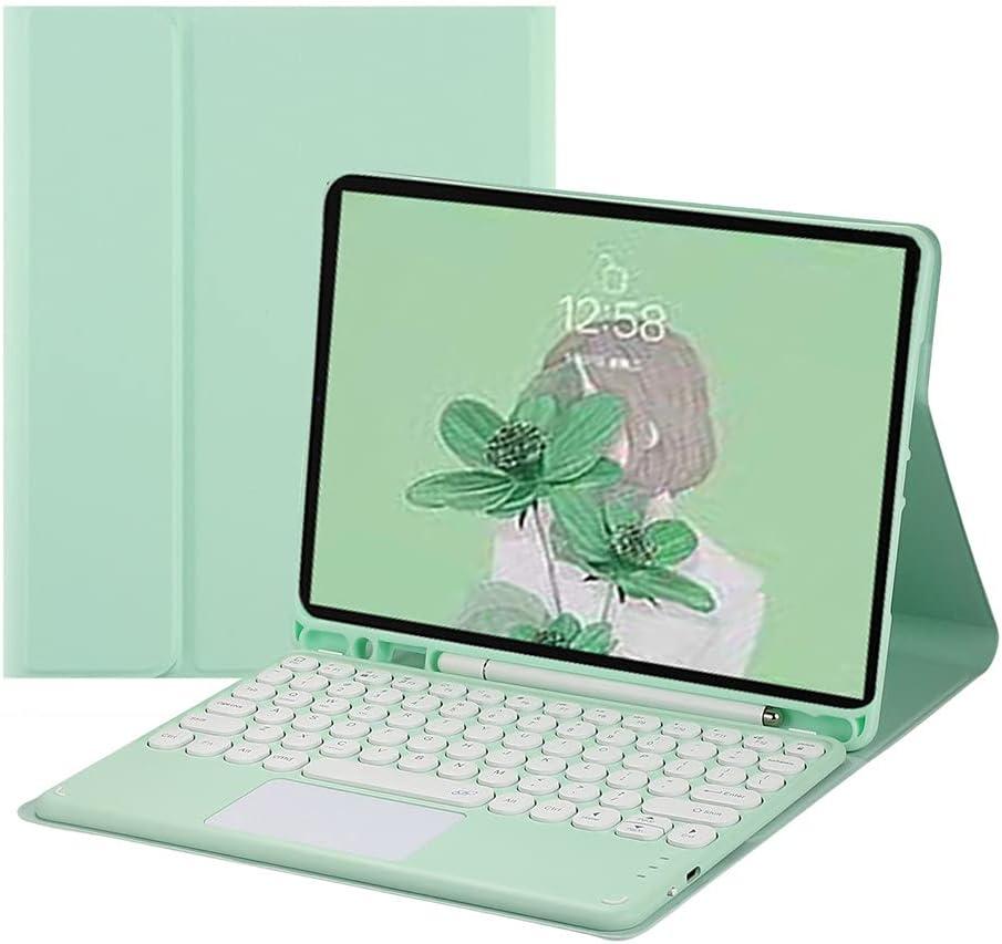 HENGHUI Keyboard Case for Galaxy Tab S8 11" 2022 / Tab S7 11 Inch 2020 Tablet, Touchpad Cute Round Key Color Keyboard Detachable Wireless Keyboard Cover with S Pen Holder (MintGreen)