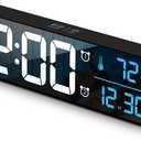 Digital Clock, Clock for Bedroom, Digital Wall Clock, Clocks for Living Room Decor, Desk Clock, Table Clock, Digital Clock Large Display, Smart Alarm Clock for Office Blue (Wired Black+Blue Digit)