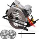 ENVENTOR Circular Saw Corded, 11A Electric Circular Saws 7-1/4-Inch with Laser Guide, 2 Blade Saws (40T/24T), Max Cutting Depth 2-7/16"(90), 1-8/9"(0-45), Single Handed Bevel, 6000RPM