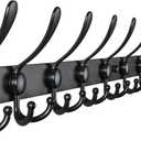 Dseap Coat Rack Wall Mount - 38 Long 10-Tri-Hooks Heavy Duty Coat Hanger Rail Wall Hooks for Hanging Coats Hats Clothing Clothes Purse Mudroom Entryway, Black