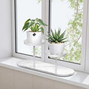 Window Sill Plant Shelf, 2-Tier Window Shelf for Plants, Window Plant Shelves, Desk Tabletop Windowsill Plant Display Stand for Living Room, Balcony, Kitchen