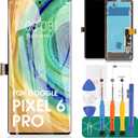 OLED for Google Pixel 6 Pro Screen Replacement for Google Pixel 6 Pro LCD Digitizer Repair Kits for Google Pixel 6 Pro GLUOG G8VOU Touch Screen Display Assembly Replacement with Frame(Black)