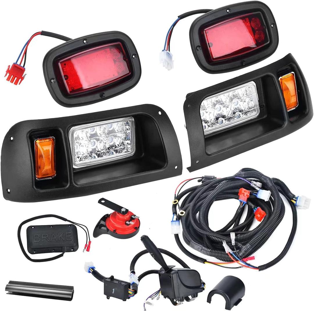 Lochnchn LED Headlight Tail Light Kit Compatible with Club Car DS Golf Carts 1993-UP 12V Street Legal Light Kit with Turn Signal Wire Harness Compatible with Club Car DS for Gas and Electric