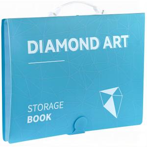 TTPOLONG A2 Diamond Painting Storage Book, Diamond Art Portfolio Book 30 Pages Clear Pockets Plastic Sleeves 22.5X16.7 Inch (Blue)