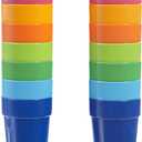 US Acrylic Spectrum Unbreakable Plastic 10 ounce Stackable Juice Tumblers in 8 Assorted Colors | Set of 16 Kids Drinking Cups | Reusable, BPA-free, Made in the USA, Top-rack Dishwasher Safe